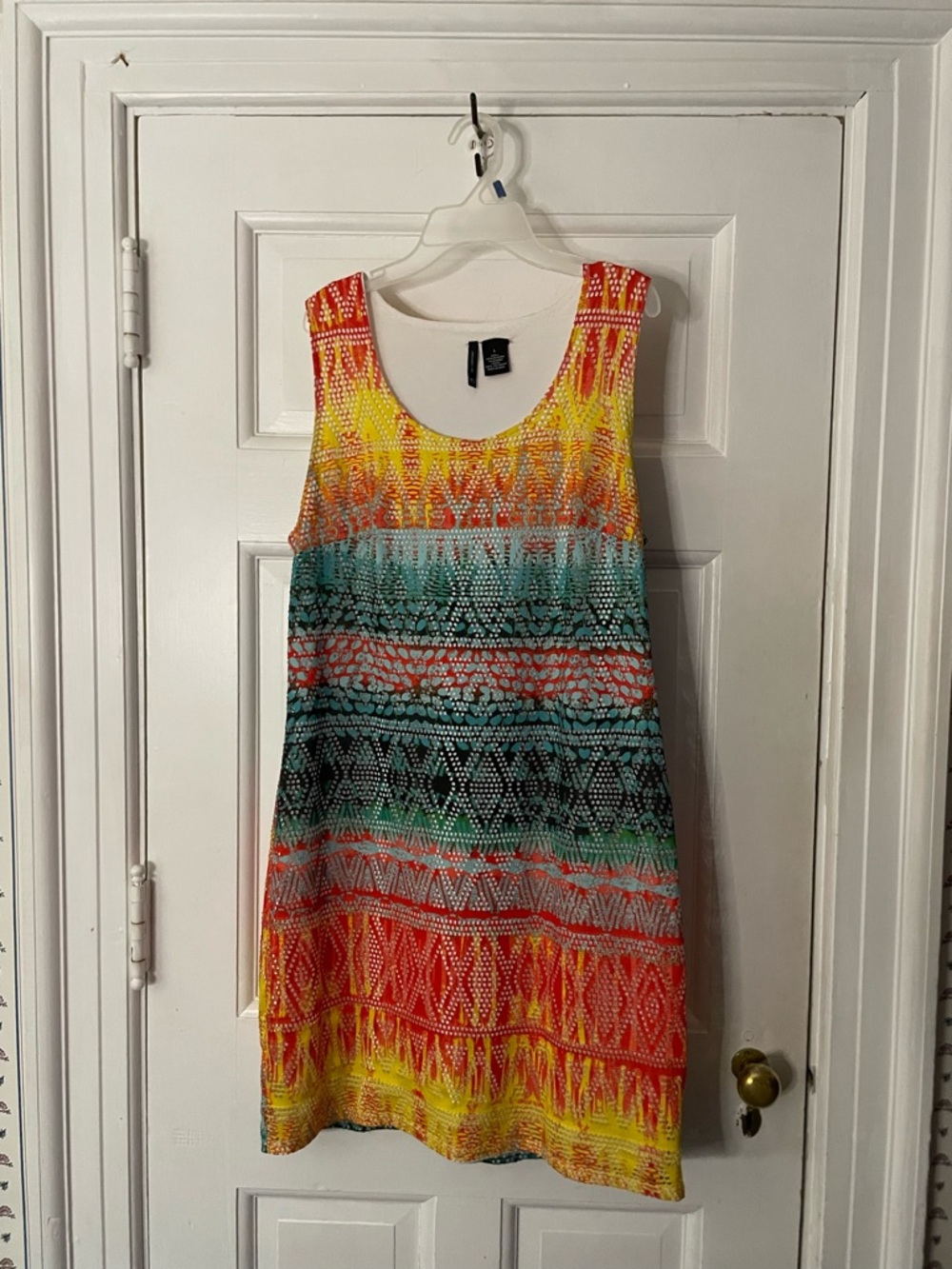 new directions Multicolor Sleeveless Mini Dress in Yellow, Red, Teal, Black